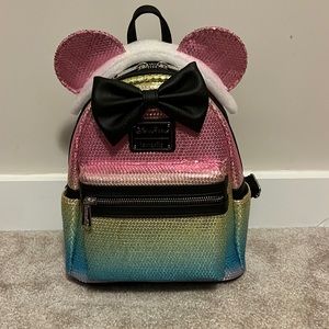NWT Disney Loungefly rainbow sequins mini backpack